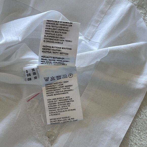 Portray Berlin Womens White Long-Sleeve Button-Up Embroidered Tunic Top Sz GB 10 - Picture 9 of 10